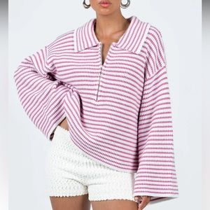 Princess Polly Willbar Oversized Sweater Pink/White